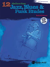 12 Medium Easy Jazz, Blues and Funk Etudes Bass Clef Instruments BK/CD cover Thumbnail